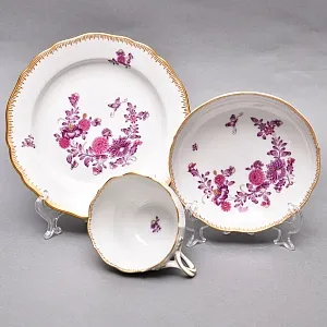 Фарфоровый Чайный Сервиз «Индийские цветы» на 6-ть персон, MEISSEN / МЕЙСЕН Германия. 