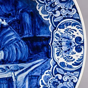 Коллекционная Тарелка - Настенное Блюдо «Ювелир - Весовщик золота», DELFTs  Голландия - первая половина ХХ века. 