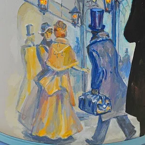 Авторская Картина на Винтажном Бидоне «Паровоз, Перрон и Любовь» - «Зонтичница» или Ёмкость - для хранения зонтов и тростей .