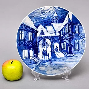 Коллекционная Настенная Тарелка - Блюдо «Рождественский пейзаж»,Фарфор MEISSEN Германия - 1975 год. 