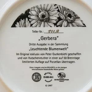 Коллекционная Тарелка «Герберы» Фарфор, Hutschenreuther, Германия -1997 год.