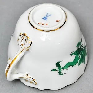 Классическая Фарфоровая Кофейная пара «Зеленый Дракон», MEISSEN Германия, середина ХХ века. 