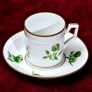 Редкость! Коллекционная Кофейная Пара «Зелёные Цветы», фарфор FURSTENBERG, Германия.