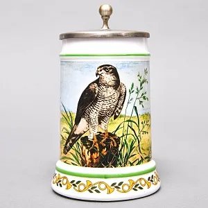 Коллекционная Пивная Кружка «Охота - Сокол» с оловянной крышкой, BMF Германия конец 70 х гг.