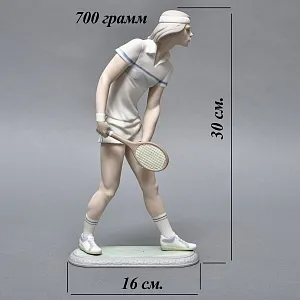 Парные Фарфоровые статуэтки «Теннисистка и Теннисист», Lladro Испания, 1982 - 1987 годы. 