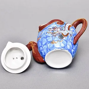 Чайный Сервиз на 6 персон «Небесные Драконы», Фарфор SATSUMA Япония, середина ХХ века.