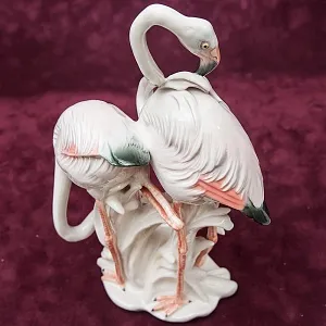 Птицы - Фарфоровая статуэтка «ПАРА ФЛАМИНГО», Карл Энс / Karl Ens,  Германия, 50-е годы ХХ века.