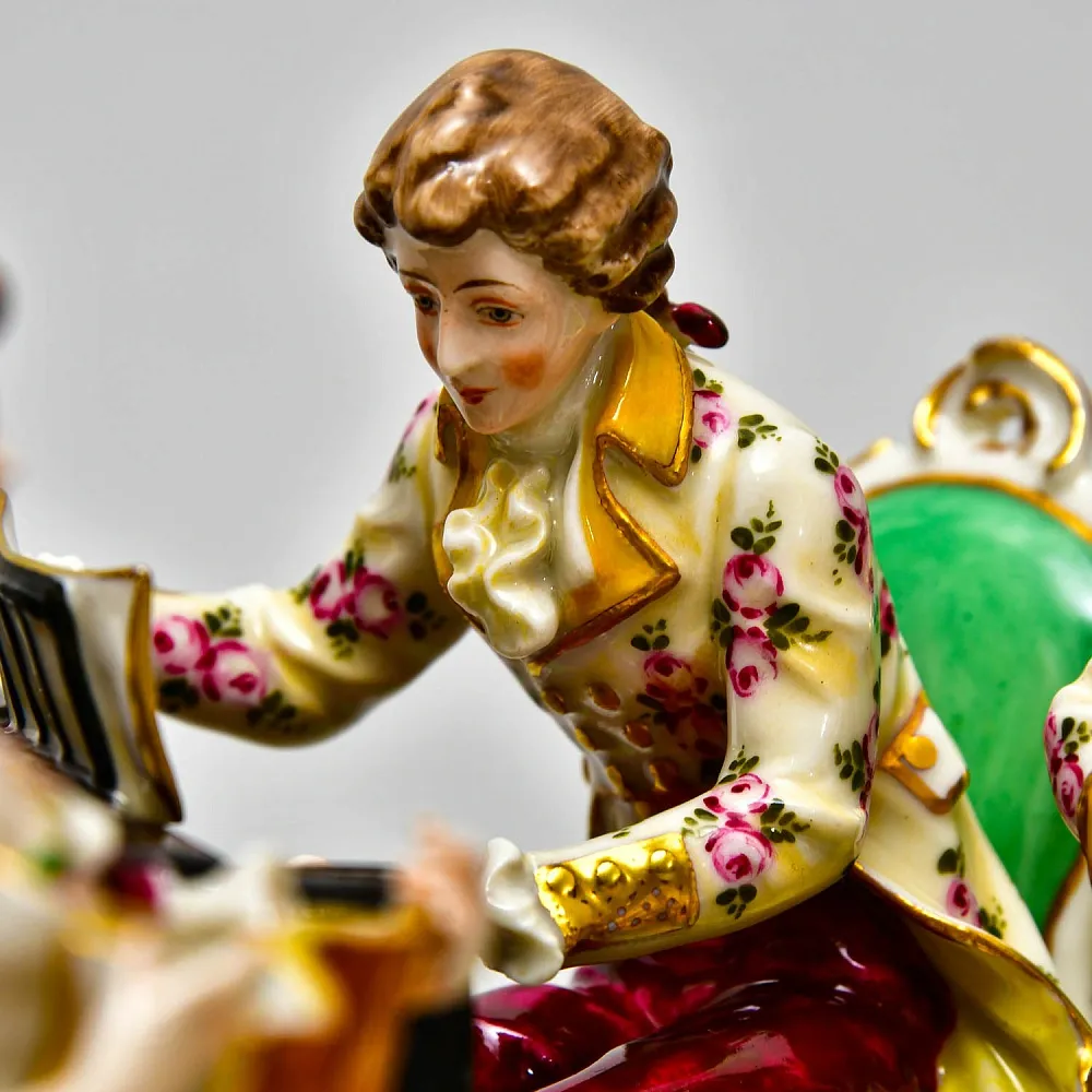 Антикварная Фарфоровая Статуэтка - Подсвечник "Музыкальное Трио", Ernst Bohne Sohne Германия.