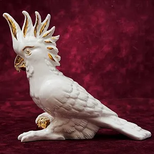 Авторская Коллекционная Фарфоровая Статуэтка «Птица -Попугай - Белый Какаду» Россия.