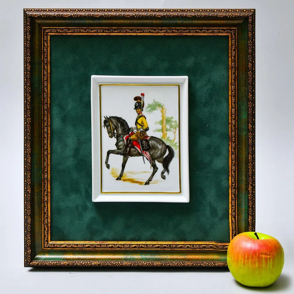 Фарфоровая Плакетка - Картина - Панно из коллекции «Кавалеристы ХIX века», Германия.