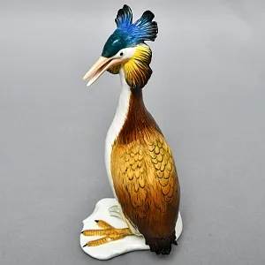 Редкость!  Птица - Большая Фарфоровая статуэтка «Чомга - Поганка» Карл Энс / Karl Ens, Германия -50 гг.