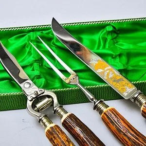 Винтажный Набор для Барбекю «Охота» - 3 предмета, DREIZACK SOLINGEN Германия, 50 -е годы ХХ века.