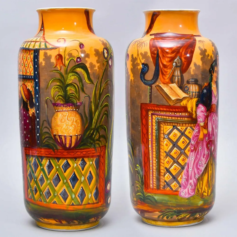 Редкие!!! Большие Антикварные Парные Вазы «Персидские мотивы», Франция VIEUX PARIS.