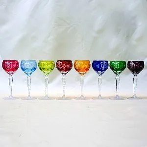 Полный Набор, все 8-мь Цветов! Хрустальные Бокалы для Вина серия «Виноград», NACHTMANN Германия.