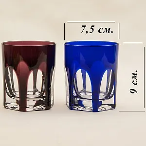 Набор для Виски Графин и 4-е Стакана серия «ANTIKA» Цветной Хрусталь, NACHTMANN Германия, 70 -е годы.