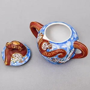 Чайный Сервиз на 6 персон «Небесные Драконы», Фарфор SATSUMA Япония, середина ХХ века.