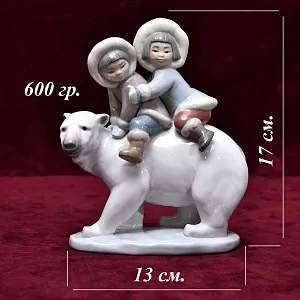 Коллекционная Фарфоровая статуэтка «Эскимосские наездники», Lladro Испания, 1986 - 2019 годы.