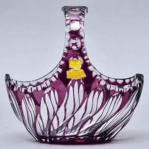 Ваза - Конфетница «Аметистовая Корзинка» Хрусталь, BEYER Германия 60-е годы ХХ века.