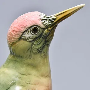 Птица - Фарфоровая статуэтка «Зелёный дятел», Карл Энс / Karl Ens, Германия, 30-е годы ХХ века.