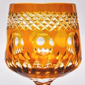 Хрустальный Бокал для вина серия «Monaco» жёлтого цвета, JOSEPHINENHUTTE Германия, 50-е годы ХХ века.