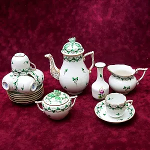 Классический Кофейный Сервиз PERSIL на 6 персон, 16 предметов. Фарфор HEREND, Венгрия.
