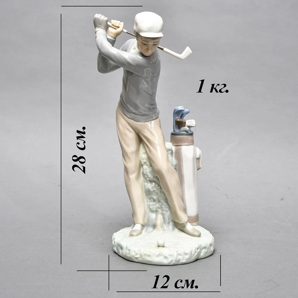 Редкая! Большая Коллекционная Фарфоровая статуэтка «Гольфист» Lladro, Испания.