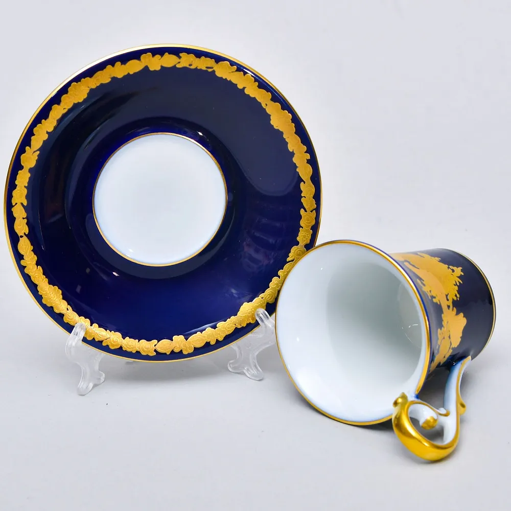 Коллекционная Кофейная Пара «Золотые Птицы», Фарфор KAISER Германия.