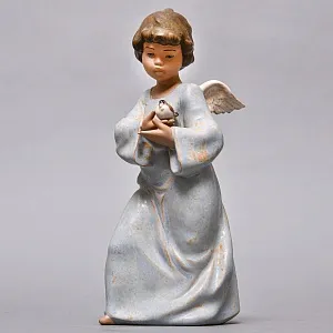 Коллекционная Фарфоровая статуэтка «Ангел с птицей» серия Грес, Lladro Испания.