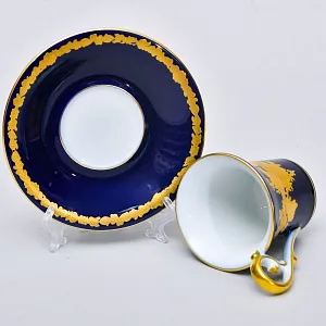 Коллекционная Кофейная Пара «Золотые Птицы», Фарфор KAISER Германия.