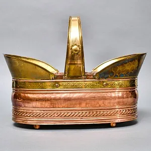 Медный -Латунный Зольник - Кашпо «Цветочная Корзинка». Англия первая половина ХХ века!