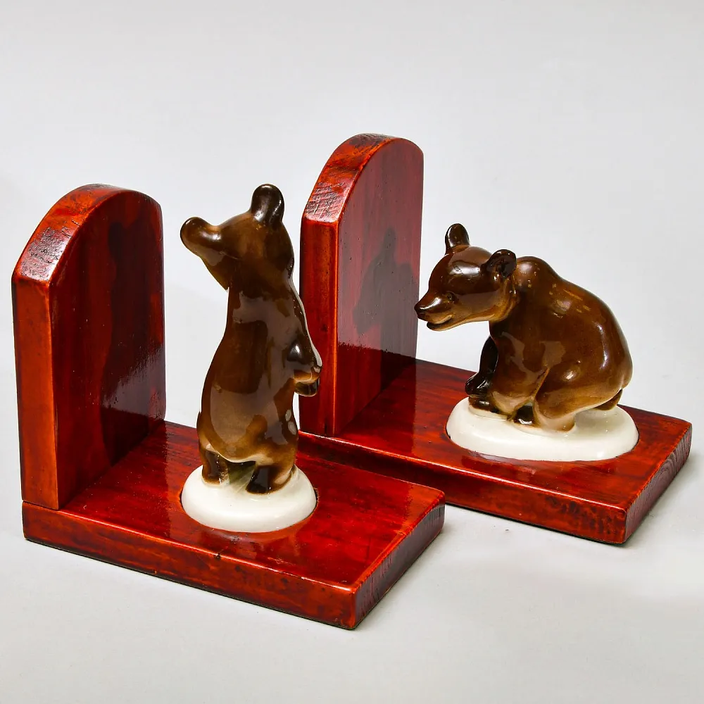 Букенды - Держатель - Ограничитель - Подставка для книг «Бурые Медведи» Фарфор СССР 60 -е годы ХХ век.