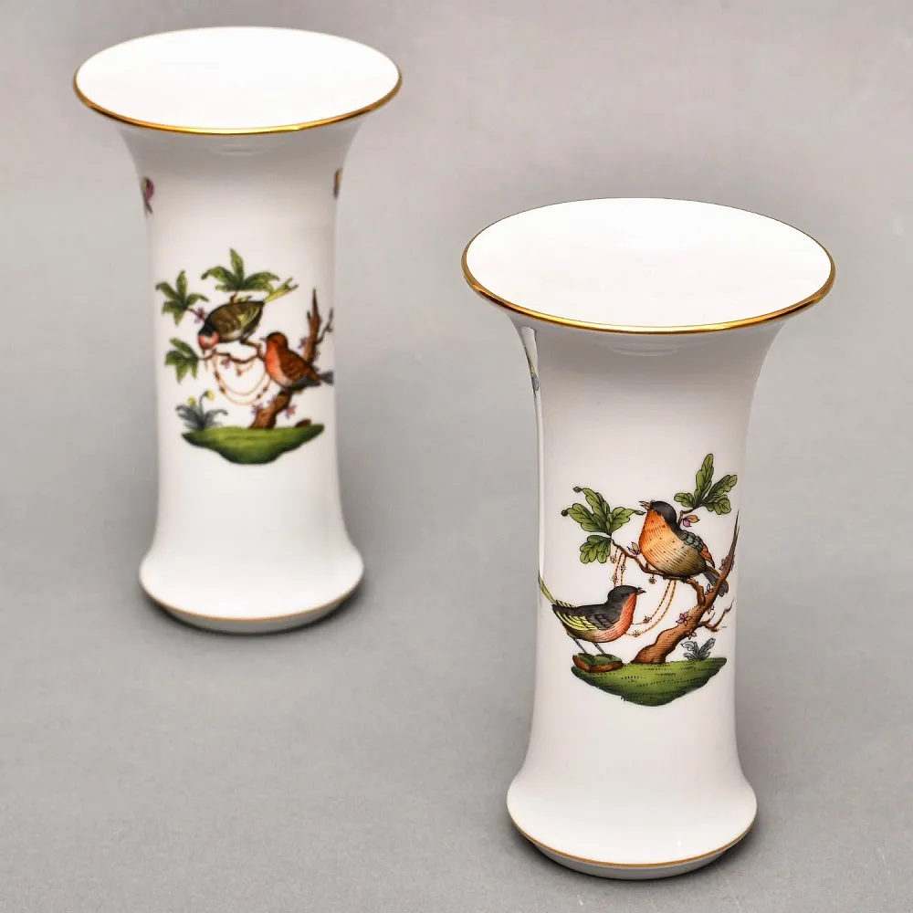 Небольшая Коллекционная Ваза для цветов «ROTHSHILD BIRDS», Фарфор Herend Венгрия.