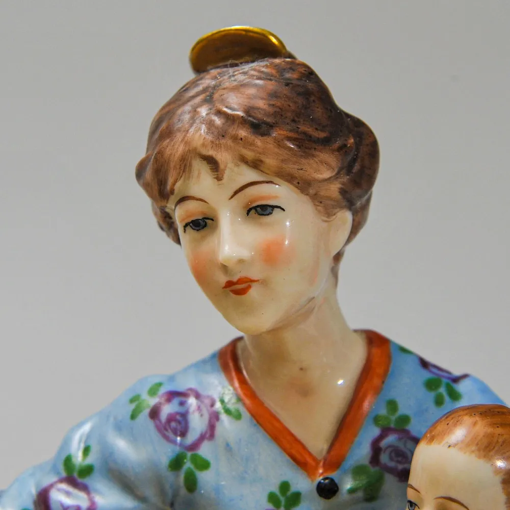 Антикарная Фарфоровая Статуэтка «Едоки каши. Завтрак», Aсkermann & Fritze начало ХХ века.