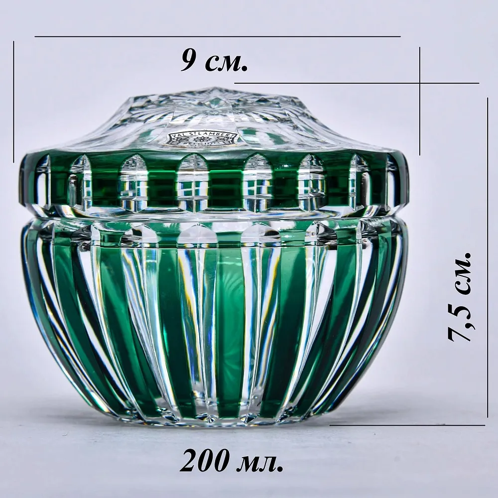 Винтажный Парфюмерный Набор из 3-х предметов, Цветной Хрусталь VAL SAINT LAMBERT, Бельгия.