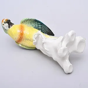 Птица - Фарфоровая статуэтка «Зелёный Попугай», Карл Энс / Karl Ens Германия, 50-е гг.