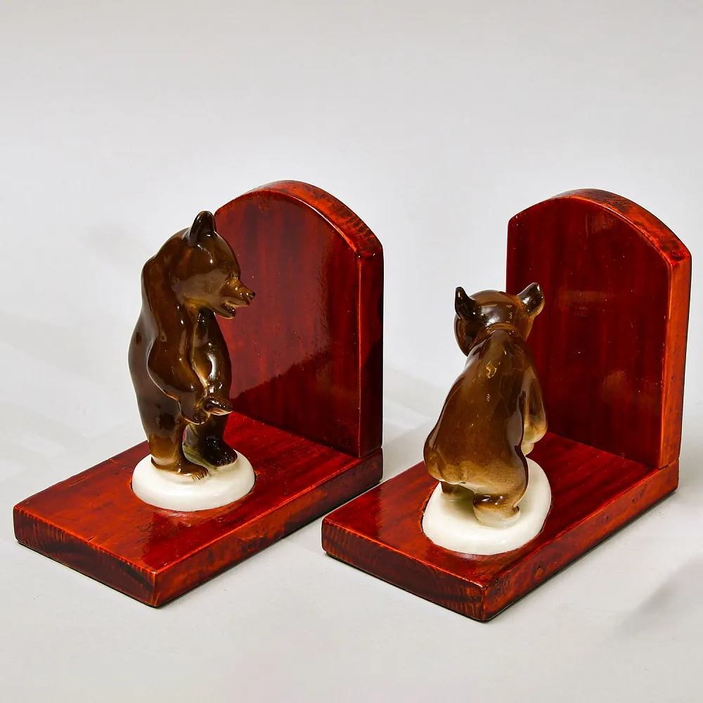 Букенды - Держатель - Ограничитель - Подставка для книг «Бурые Медведи» Фарфор СССР 60 -е годы ХХ век.