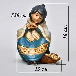 Фарфоровая статуэтка «Мексиканская Девочка с корзиной роз», Lladro серия Грес, Испания.