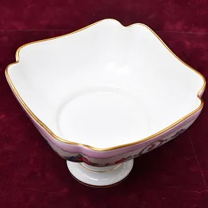 Антикварная Фарфоровая Фруктовница - Конфетница - Ваза на ноге «Цветочная гирлянда», Limoges Франция.