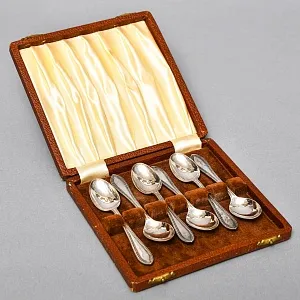 Винтажный набор из 6-ти кофейных ложек, Silverplate, T.E.Osborne Ltd SHEFFIELD Англия, 50-е гг.