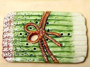 Фаянсовое Сервировочное Блюдо - Судок для подачи Спаржи, Франции начало ХХ века.