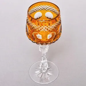 Хрустальный Бокал для вина серия «Monaco» жёлтого цвета, JOSEPHINENHUTTE Германия, 50-е годы ХХ века.