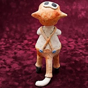 Авторская Коллекционная Керамическая Статуэтка «Кот Мечтатель», Шамотная Глина, Россия.