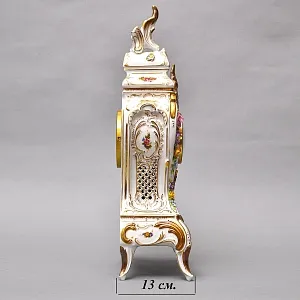 Большие Каминные Механические Фарфоровые Часы с боем «Букет из Роз», Franz Hermle & Sohn Германия 50 гг.