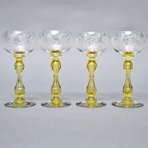 Антикварный Набор бокалов для Вина 8 шт. «MICADO VIGNE», Saint Louis. Франция, начало ХХ века. 