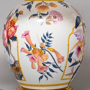 Настольная Электрическая Лампа - Светильник «Цветущий Гранат» Фарфор PORCELAIN DE PARIS, Франция.