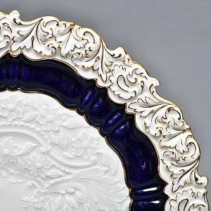 Коллекционное Фарфоровое Блюдо - Тарелка «Марсель», Кобальт, MEISSEN Германия - 1955 год.