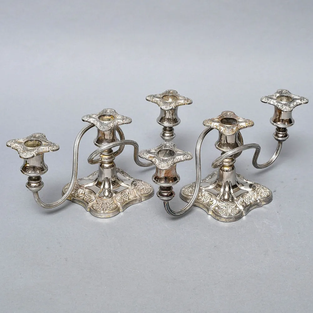 Пара Антикварных Канделябров Подсвечников Silverplated, SHEFFIELD Англия начало ХХ век.