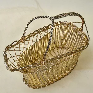 Винтажная Подставка «Корзинка» для Бутылки Вина, Silverplate, Франция, 60 -е годы ХХ века.