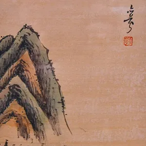 Редкость! Парные Картины - Пейзажи «Страна Грёз», Тушь Акварель Багет, Япония первая половина ХХ века..