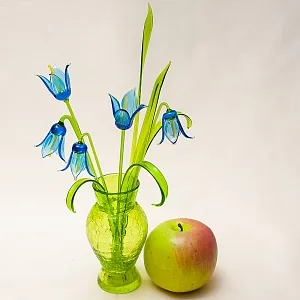 Авторская Стеклянная Статуэтка «Цветы КОЛОКОЛЬЧИКИ», Цветное стекло, Россия.